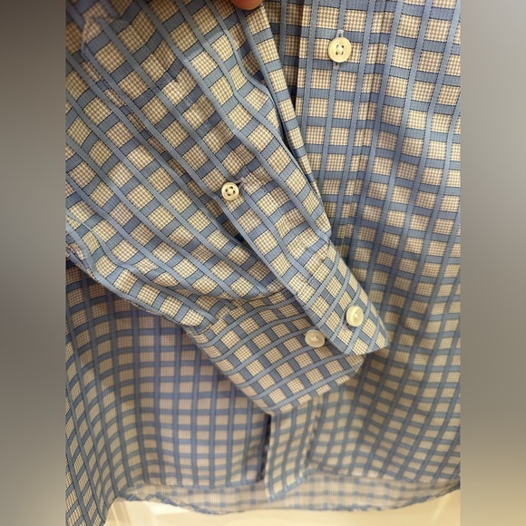 Neiman Marcus Trim Fit 16 34/35 80’s 2-Ply 100% Cotton Blue Windowpane Shirt - Picture 8 of 10
